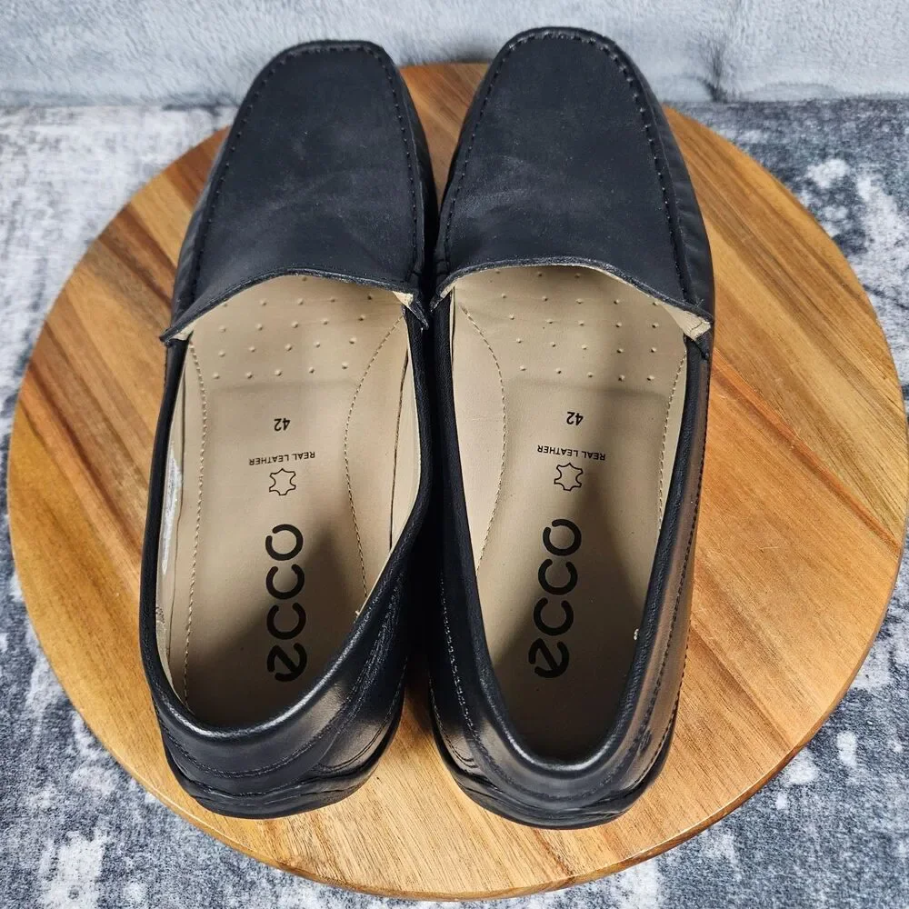 ECCO Classic Moc 2.0 Loafers Men's Size EU 42 US 8-8.5 Black Slip On Leather